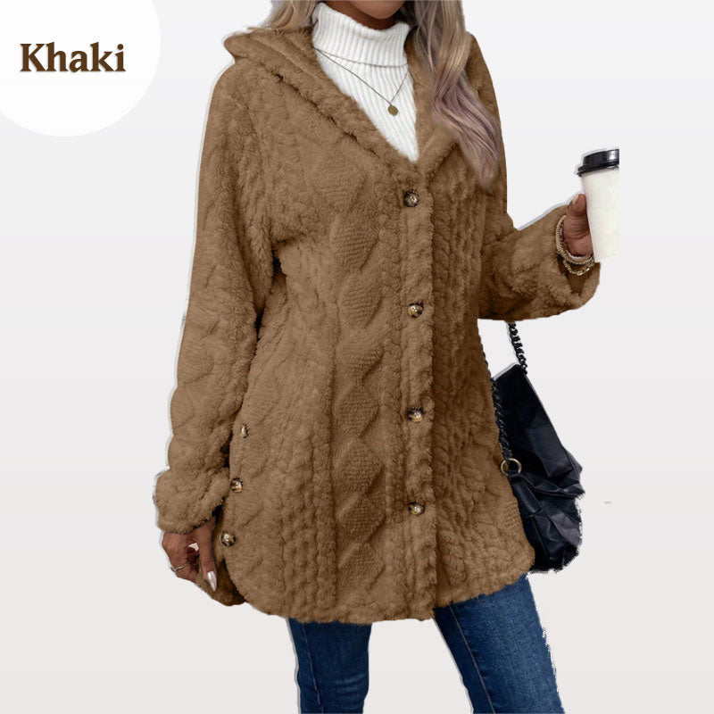 Cold Days Deserve More Than a Plain Old Jacket! Women's Warm Diamond-Pattern Hooded Jacket with Eye-Catching Textured Details, Comfortable Everyday Coverage & a Beautifully Casual Look That Makes Fall and Winter Outfits Stand Out! ❄️💕