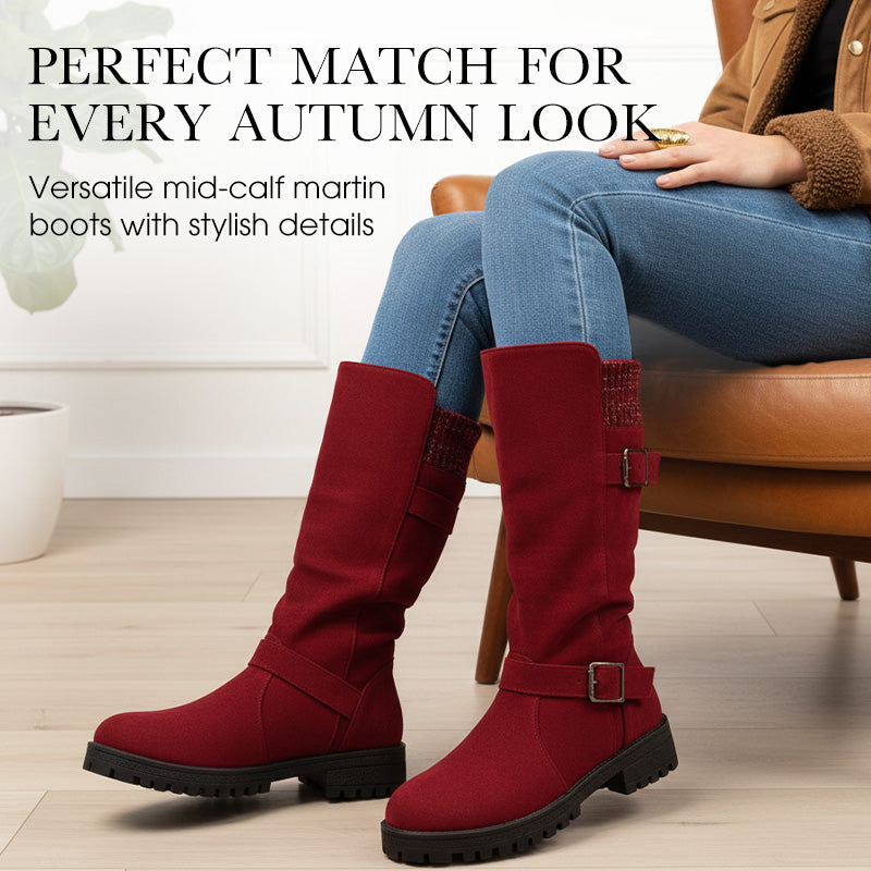 👢 Pull On & Go | Women's Slouchy Faux Suede Mid-Calf Boots