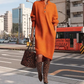 💖Black Friday Mega Deal – 50% off!💖Women's ribbed knit dress with shirt collar and button placket