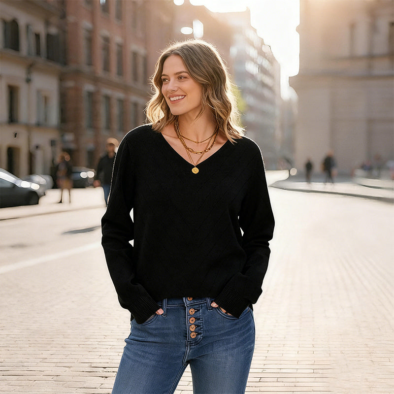 The V-Neck Sweater That Makes Simple Outfits Look Special