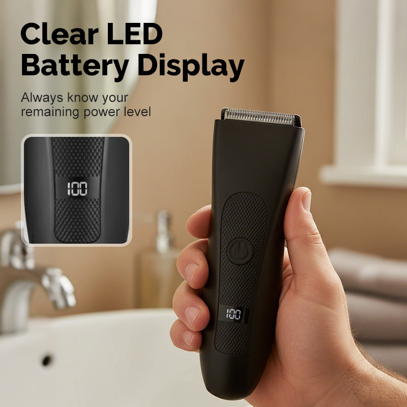 ✂️ 50% OFF NOW! 📺 Men's Digital Body Trimmer – L-Shaped Safety Blade, LED Display & 90-Min Runtime ✨
