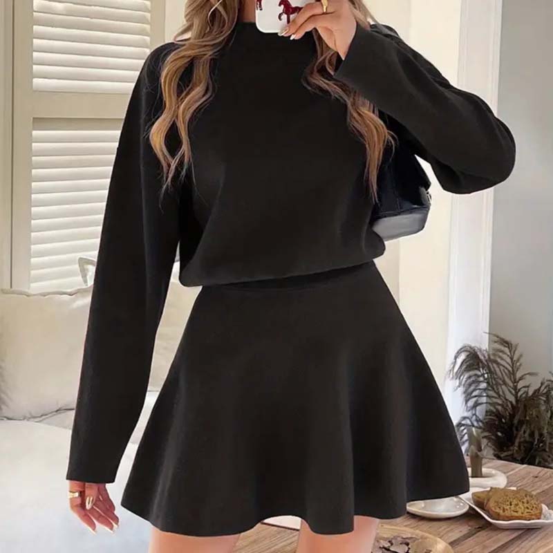 A Cozy Mock-Neck Knit Dress with a Classic A-Line Shape