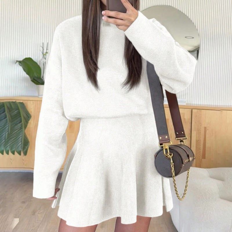 A Cozy Mock-Neck Knit Dress with a Classic A-Line Shape