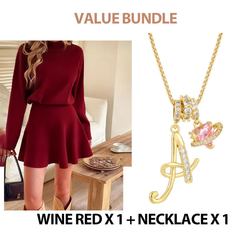 A Cozy Mock-Neck Knit Dress with a Classic A-Line Shape