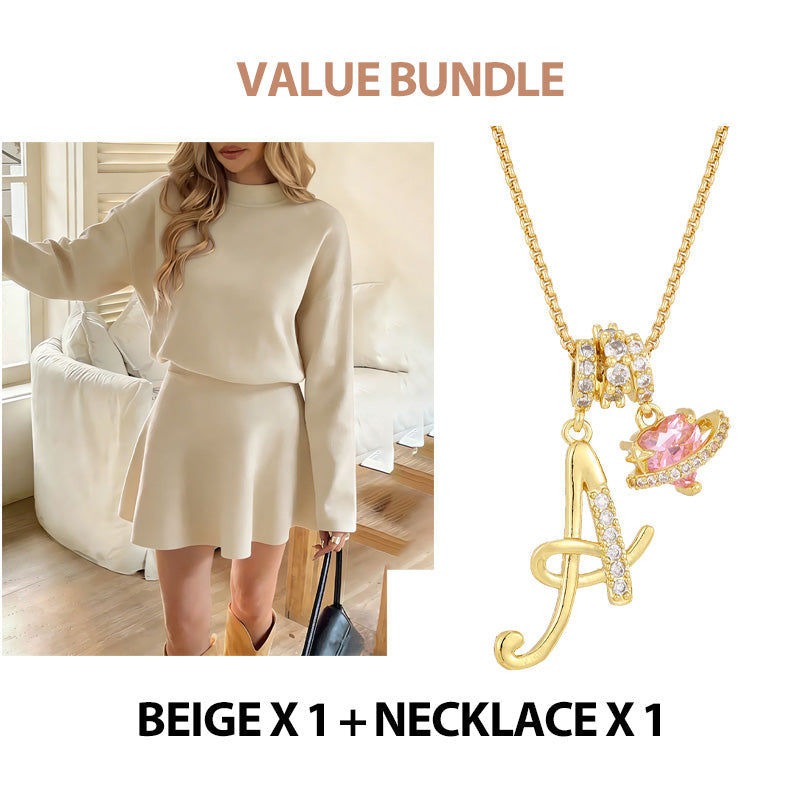 A Cozy Mock-Neck Knit Dress with a Classic A-Line Shape