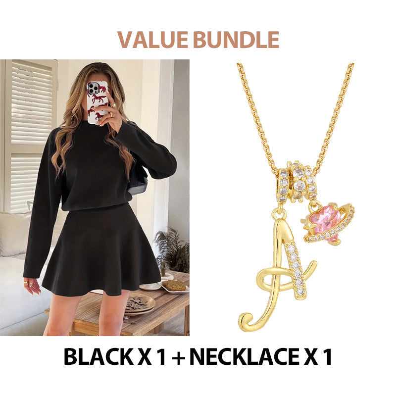 A Cozy Mock-Neck Knit Dress with a Classic A-Line Shape
