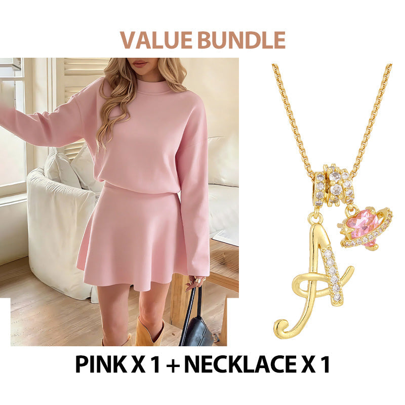 A Cozy Mock-Neck Knit Dress with a Classic A-Line Shape