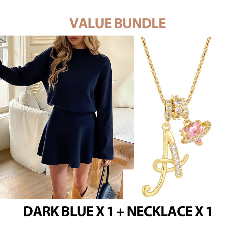 A Cozy Mock-Neck Knit Dress with a Classic A-Line Shape