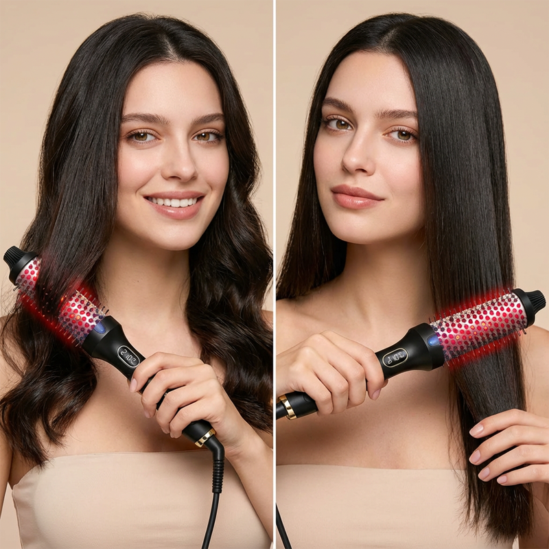 🔄 2-in-1 Magic Styler | Heated Straightener & Curler Comb | Switch Styles in Seconds ✨