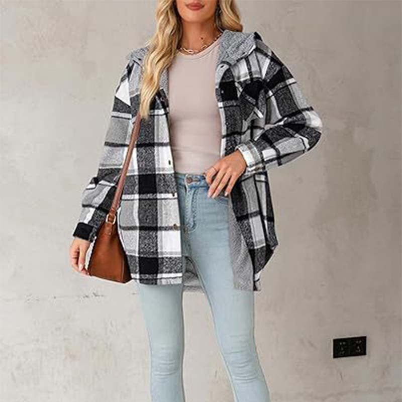 🎉 Last Day Promotion-50% OFF 🧥Women’s Classic Cozy Plaid Hooded Jacket