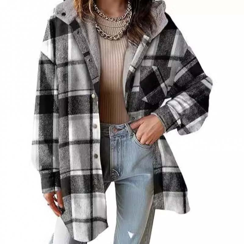 🎉 Last Day Promotion-50% OFF 🧥Women’s Classic Cozy Plaid Hooded Jacket