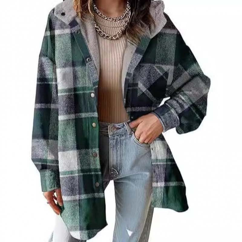 🎉 Last Day Promotion-50% OFF 🧥Women’s Classic Cozy Plaid Hooded Jacket