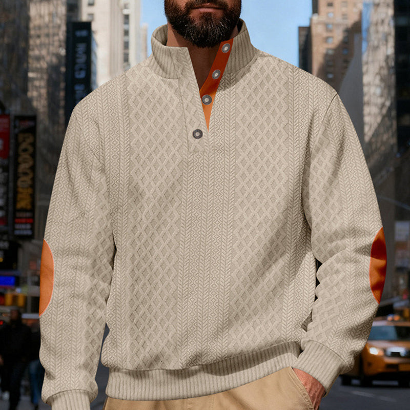 ✨ Elevated Comfort | Men's Textured Jacquard Crew-Neck Sweatshirt