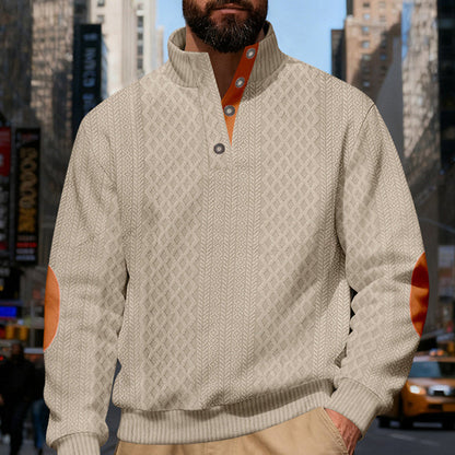 ✨ Elevated Comfort | Men's Textured Jacquard Crew-Neck Sweatshirt
