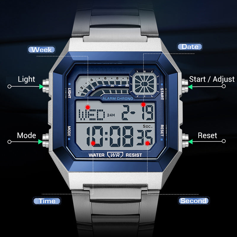 ⌚ 50% RABATT! 🔥 Unisex Digitaluhr mit Quadratischem Display & Leuchtanzeige – Multifunktional, Wasserdicht & Perfekt Für Sport, Outdoor & Den Täglichen Gebrauch 🏃‍♂️