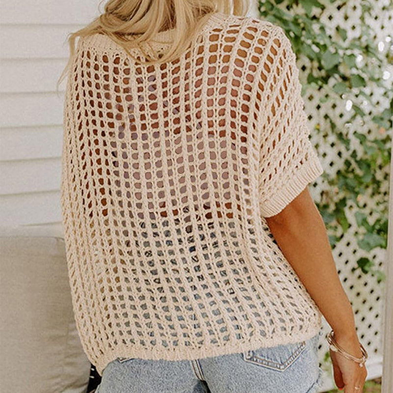 🎁2026 New Hot Sale✨️Casual 3/4 Sleeve Mesh Knit Top