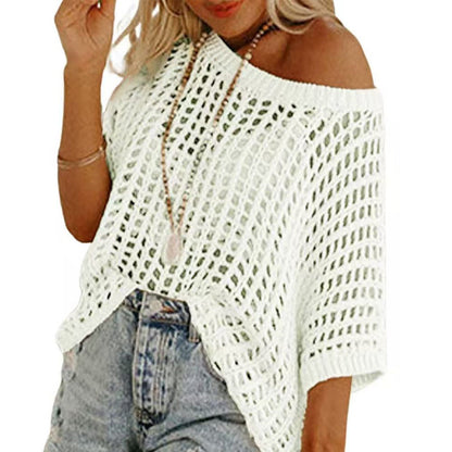 🎁2026 New Hot Sale✨️Casual 3/4 Sleeve Mesh Knit Top