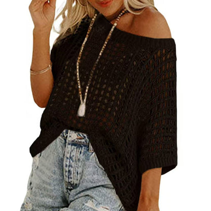 🎁2026 New Hot Sale✨️Casual 3/4 Sleeve Mesh Knit Top