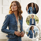 ⏳Limited-time 50% off⏰Women's Ruffle Trim Open-Front Denim Jacket🧥