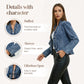 ⏳Limited-time 50% off⏰Women's Ruffle Trim Open-Front Denim Jacket🧥