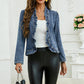 ⏳Limited-time 50% off⏰Women's Ruffle Trim Open-Front Denim Jacket🧥