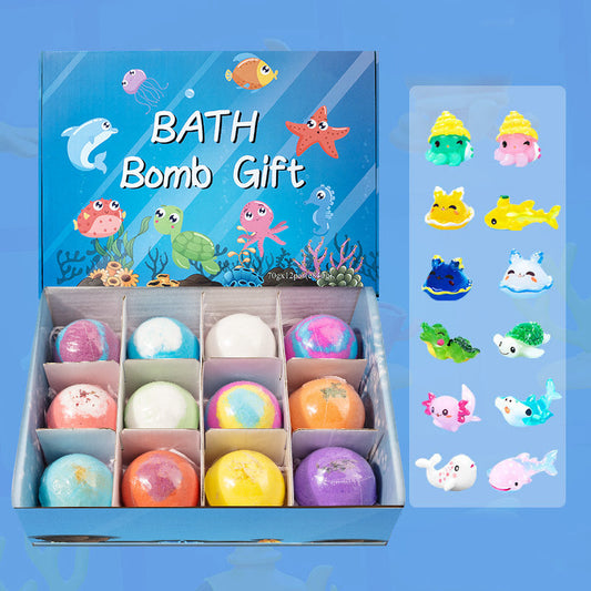 🔥12 PCS/Pack🛁 Natural Bath Bombs for Kids with Mega Bubbles & Surprise Inside 🥚✨