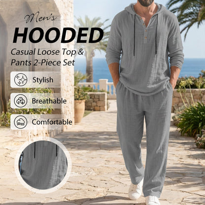 ⏰ Now only 44% off!🔥Men's Hooded Casual Loose Top & Pants 2-Piece Set