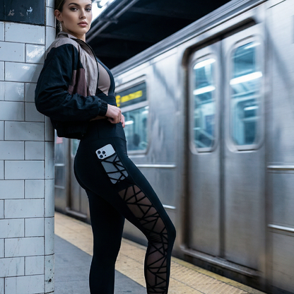 🧘New arrival 40% OFF!💕 Women's Mesh High Waist Yoga Pants – Tummy Control, Side Pocket & Butt-Lifting 🍑