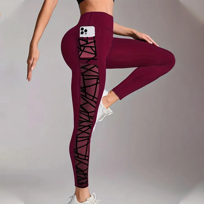 🧘New arrival 40% OFF!💕 Women's Mesh High Waist Yoga Pants – Tummy Control, Side Pocket & Butt-Lifting 🍑