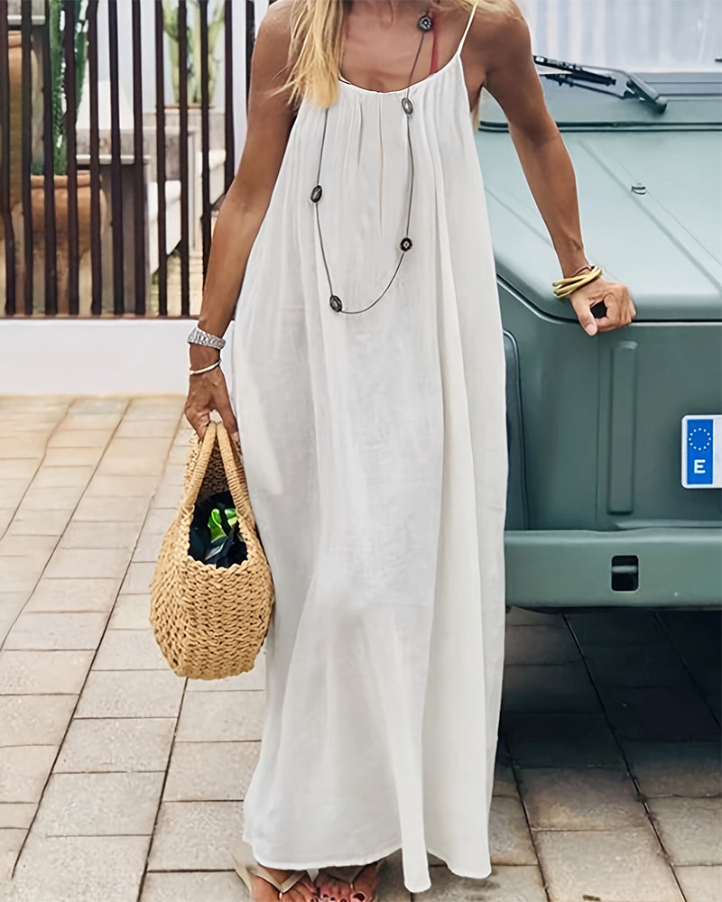 🎉 LIMITED TIME 50% OFF! 💃 Chic Backless Spaghetti Strap Dress for Women – 50K+ Sold! Soft Rayon-Modal Blend & Adjustable Straps 🌴