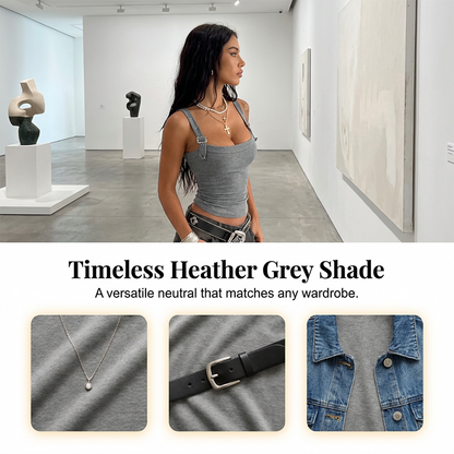 🥳 SUMMER HOT SALE 💞 Women's Adjustable Buckle Ribbed Tank – Edgy Y2K Style & Perfect Fit ✨