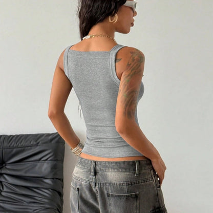 🥳 SUMMER HOT SALE 💞 Women's Adjustable Buckle Ribbed Tank – Edgy Y2K Style & Perfect Fit ✨