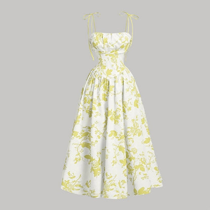 🌷Special Price Only ￡16.99!!🌷Women's Floral Print Tie-Strap Midi Dress
