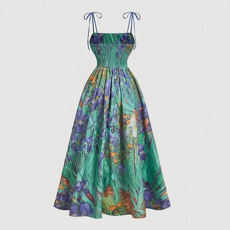 🌷Special Price Only ￡16.99!!🌷Women's Floral Print Tie-Strap Midi Dress