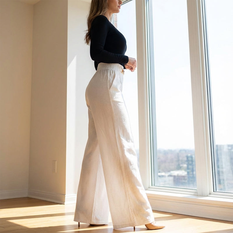 ⏳Time-Limited Special👖💕Women's High-Waist Wide-Leg Trousers with Belt Accent