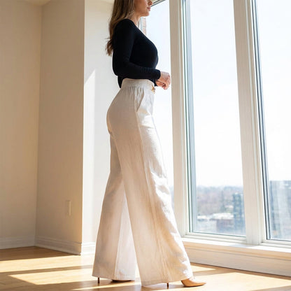 ⏳Time-Limited Special👖💕Women's High-Waist Wide-Leg Trousers with Belt Accent