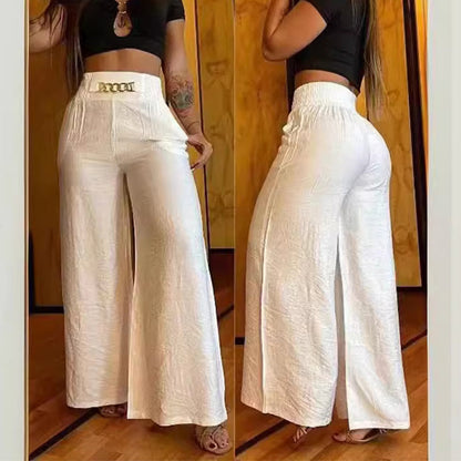 ⏳Time-Limited Special👖💕Women's High-Waist Wide-Leg Trousers with Belt Accent