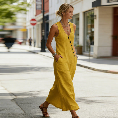 📢📢30% OFF !!!⏰Women's Sleeveless V-Neck Maxi Dress with Pockets