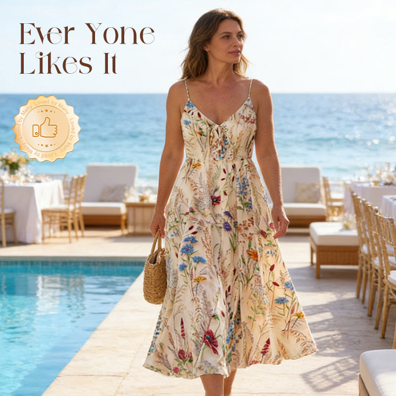 Women's Boho Floral-Print Spaghetti Strap Cami Dress, Fashion Casual A-Line Dress for Beach Holiday Vacation, Perfect for Summer
