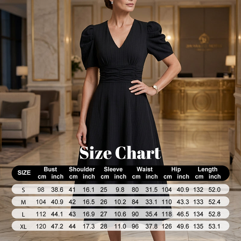 👗 2026 Sale — Over 39 400 Sold!💐 Elegant V‑Neck High Waist Dress with Puff Sleeve