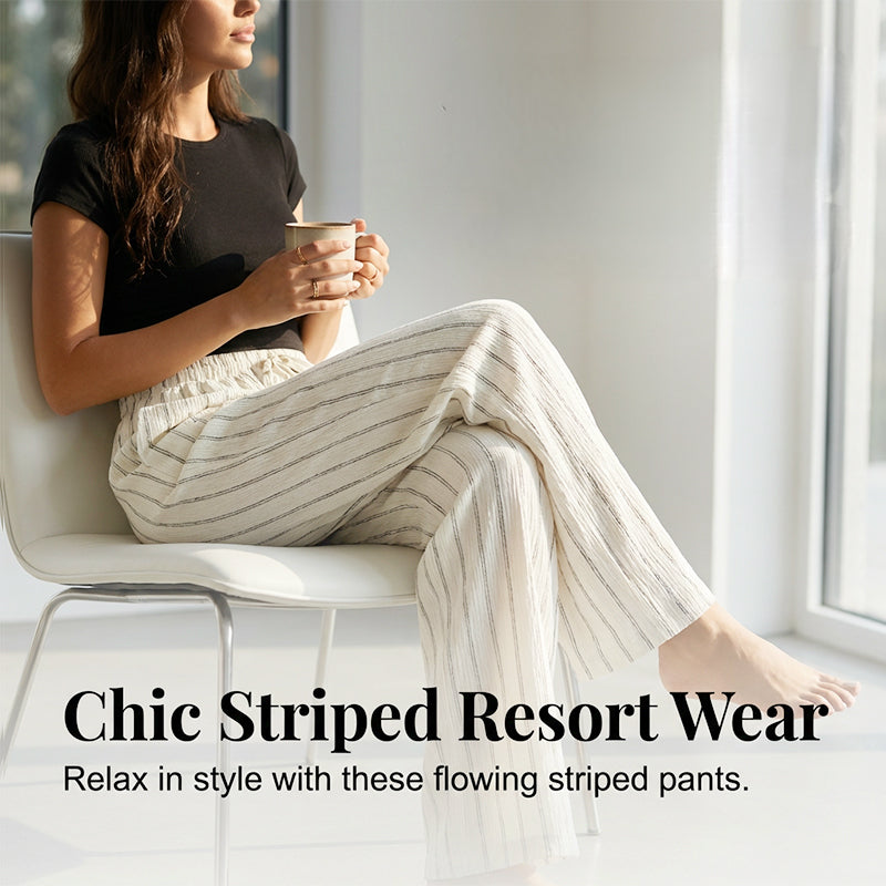✨2026 Collection at 50% OFF & BUY 2 FREE SHIPPING🎁Women's Striped Drawstring Wide-Leg Pants