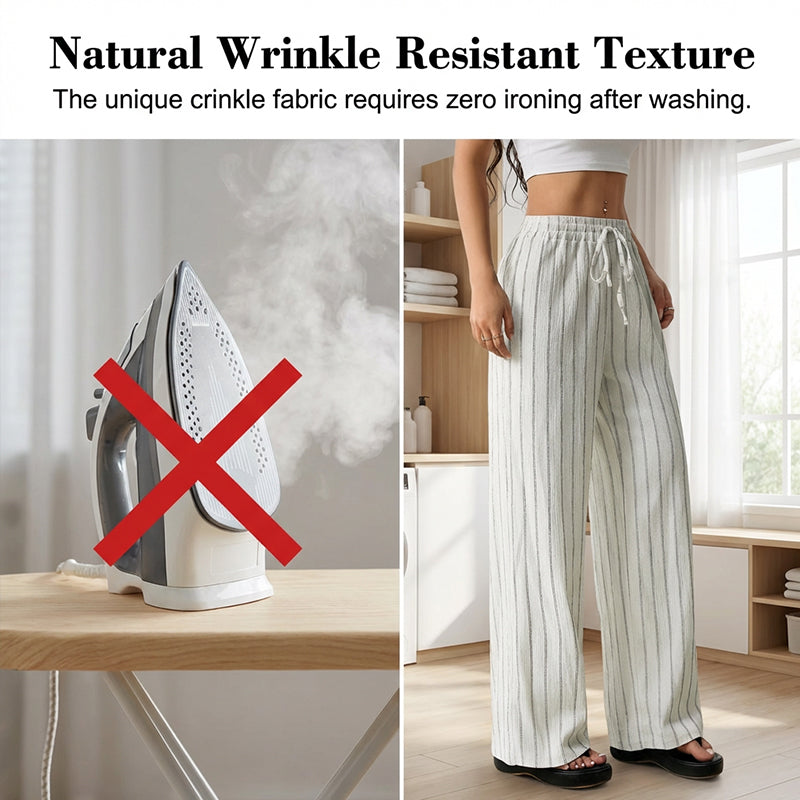 ✨2026 Collection at 50% OFF & BUY 2 FREE SHIPPING🎁Women's Striped Drawstring Wide-Leg Pants