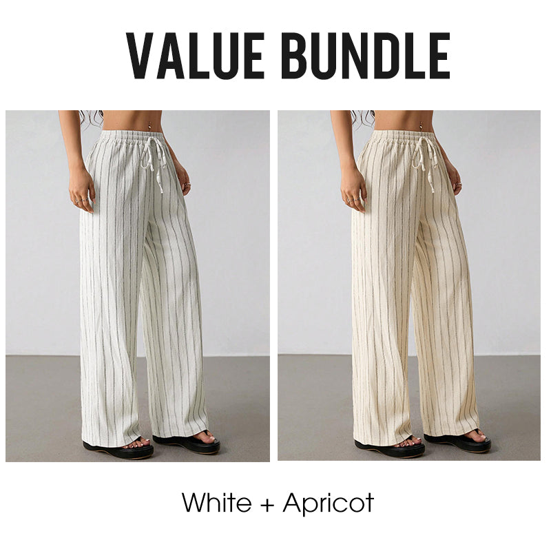 ✨2026 Collection at 50% OFF & BUY 2 FREE SHIPPING🎁Women's Striped Drawstring Wide-Leg Pants