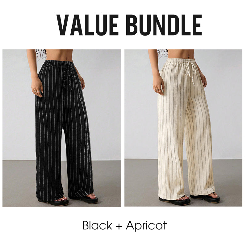 ✨2026 Collection at 50% OFF & BUY 2 FREE SHIPPING🎁Women's Striped Drawstring Wide-Leg Pants