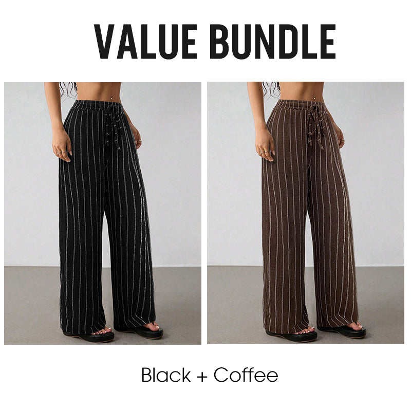 ✨2026 Collection at 50% OFF & BUY 2 FREE SHIPPING🎁Women's Striped Drawstring Wide-Leg Pants
