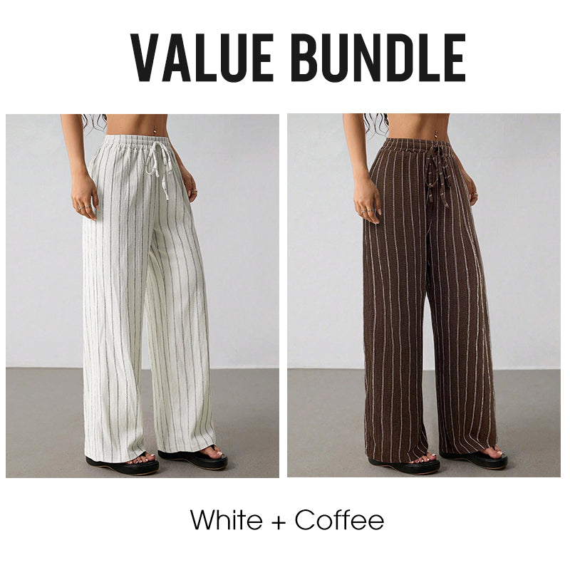 ✨2026 Collection at 50% OFF & BUY 2 FREE SHIPPING🎁Women's Striped Drawstring Wide-Leg Pants