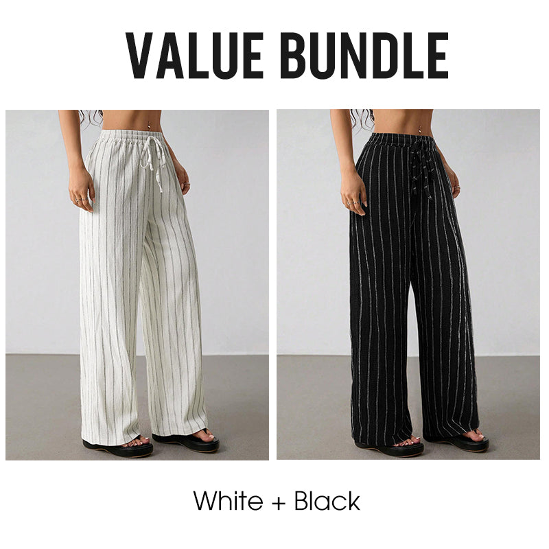 ✨2026 Collection at 50% OFF & BUY 2 FREE SHIPPING🎁Women's Striped Drawstring Wide-Leg Pants