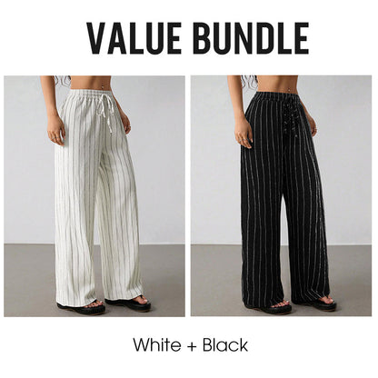 ✨2026 Collection at 50% OFF & BUY 2 FREE SHIPPING🎁Women's Striped Drawstring Wide-Leg Pants