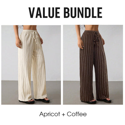 ✨2026 Collection at 50% OFF & BUY 2 FREE SHIPPING🎁Women's Striped Drawstring Wide-Leg Pants