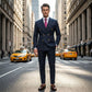 Men's Double-Breasted Pinstripe Suit Set